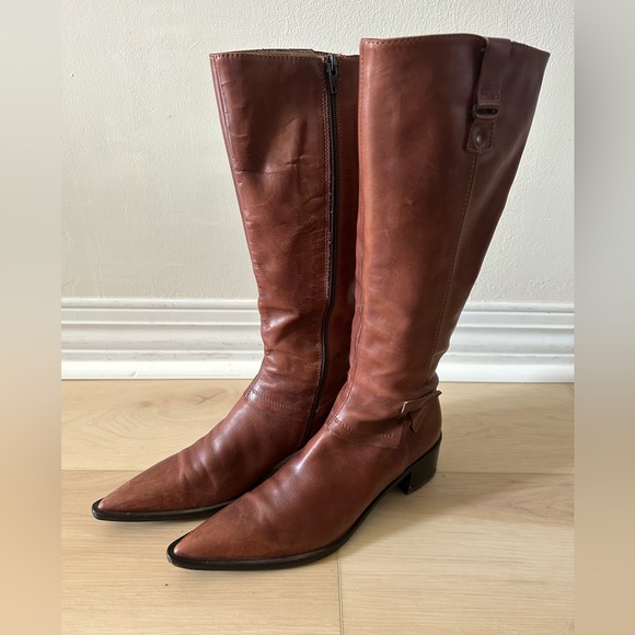 Vintage Swiss Brand “NAVYBOOT” genuine leather wide calf boots size 38 - Picture 1 of 8